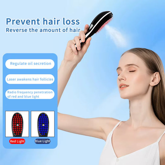 Electric Spray Massage Comb with LED Light & Nano Atomization – Hair Growth & Anti-Hair Loss Scalp Massager Brush