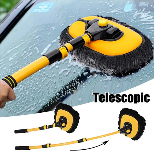 Telescopic Car Wash Mop with Long Handle | Flexible Chenille Cleaning Brush for Cars, Windows & Home
