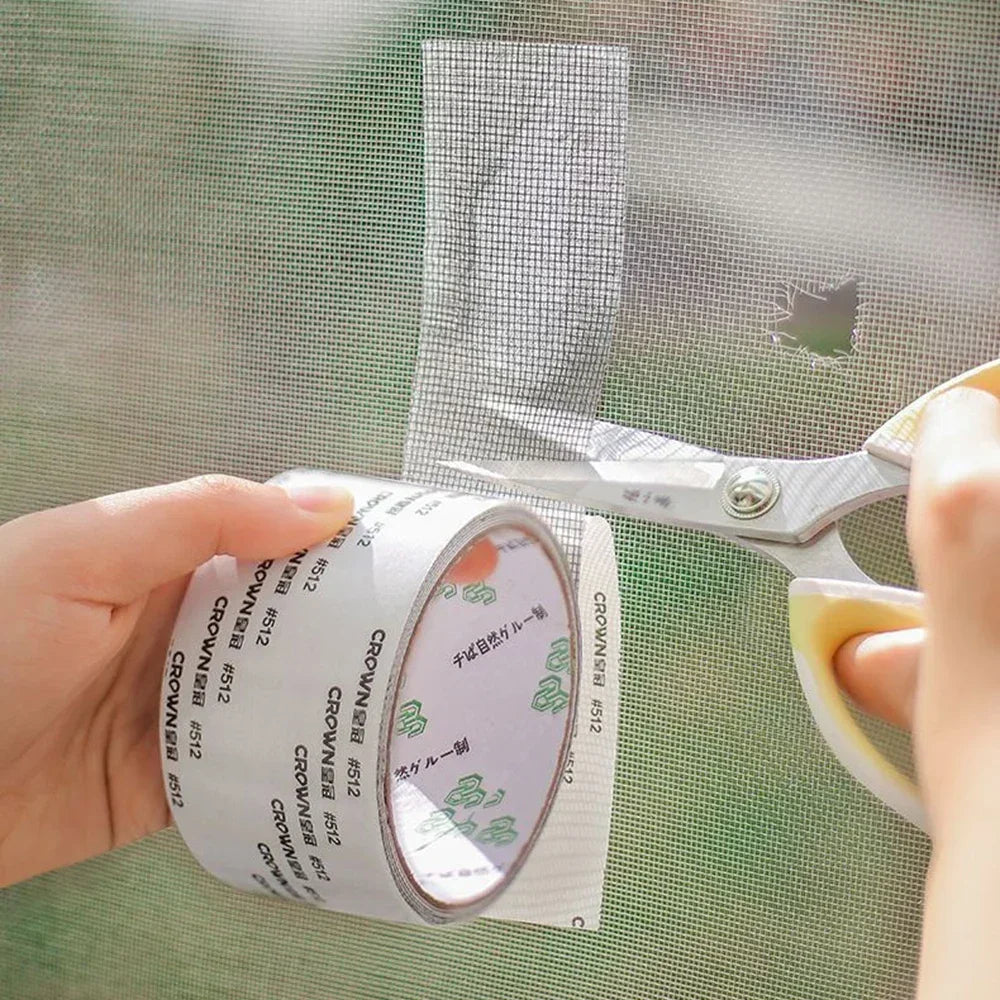 Easy-to-Apply Waterproof Window Screen Repair Tape – Self-Adhesive Mesh Patch for Quick DIY Screen Fixes (5cm x 200cm, White)
