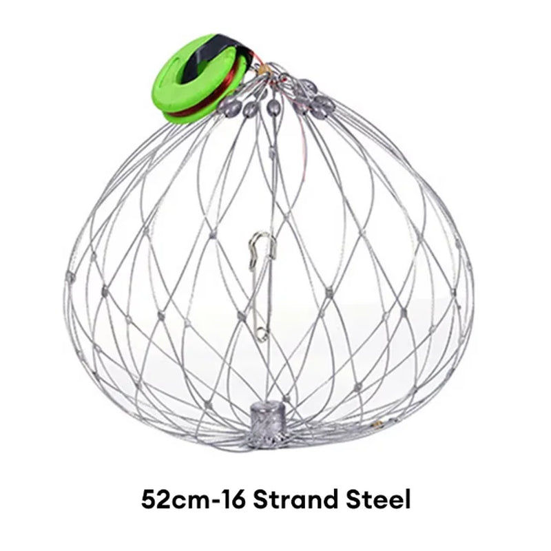 Automatic Folding Fishing Net Cage – Steel Wire Crab Trap for Fish, Shrimp & Shellfish (Saltwater & Freshwater
