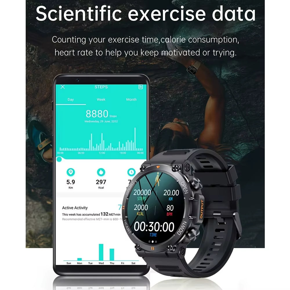 K56Pro Men’s Smartwatch with Bluetooth Calling, Heart Rate & Blood Oxygen Monitor, 1.39" HD Screen, 400mAh Battery, Long Standby
