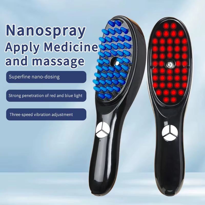 Electric Spray Massage Comb with LED Light & Nano Atomization – Hair Growth & Anti-Hair Loss Scalp Massager Brush