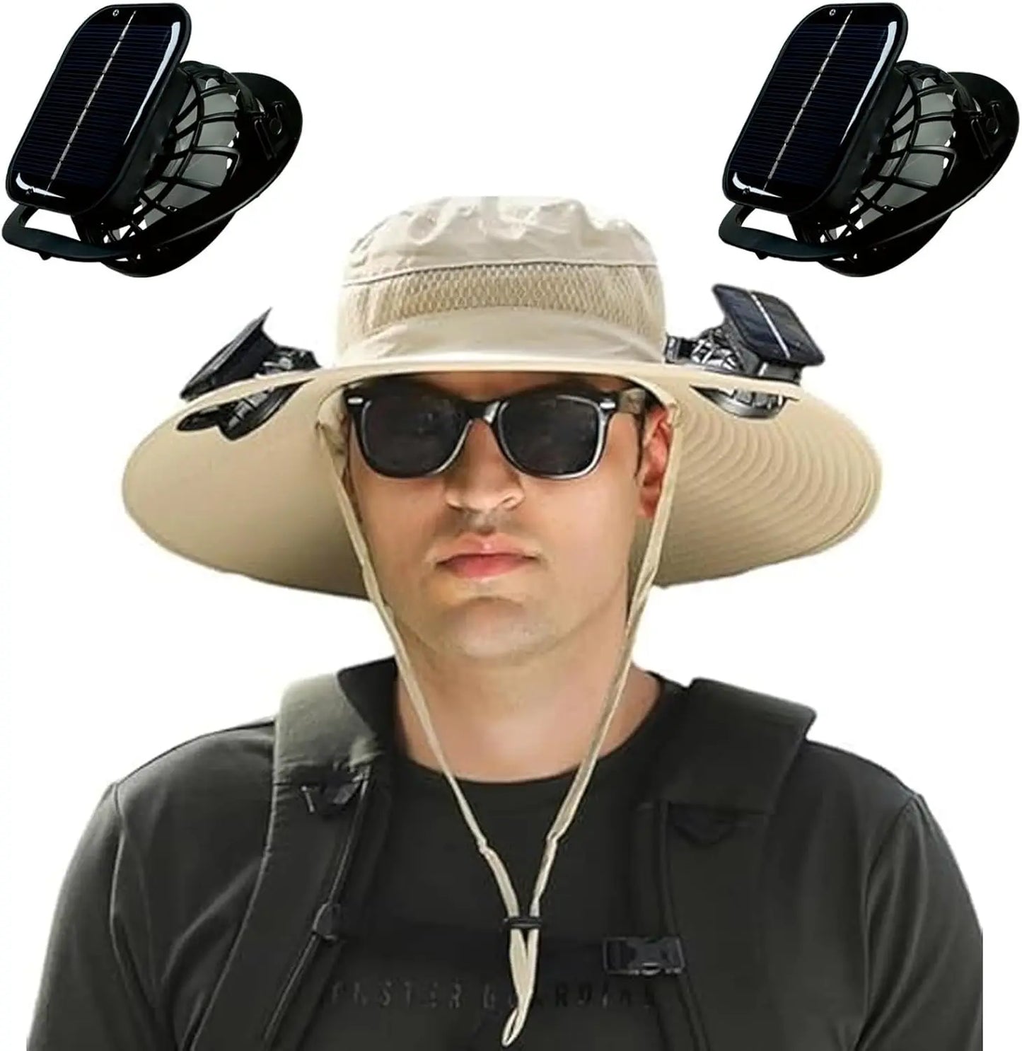 Wide Brim Solar Fan Hat with Dual Fans – UPF50+ Adjustable Sun Hat for Men & Women | USB & Solar Powered for Fishing, Hiking, Outdoor