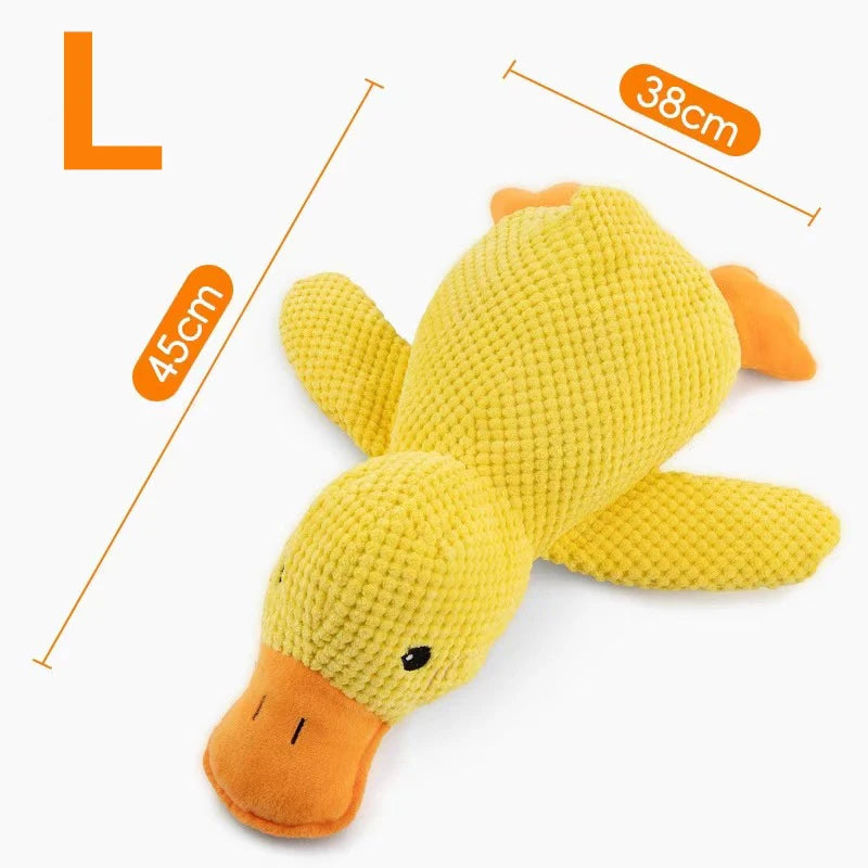 Plush Cartoon Duck Dog Toy – S/M/L Soft Chew Toy with Squeaker, Bite-Resistant & Teeth-Cleaning Pet Plush