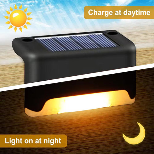 Warm White LED Solar Step Lights – Waterproof Outdoor Deck, Path, Stair & Fence Lighting