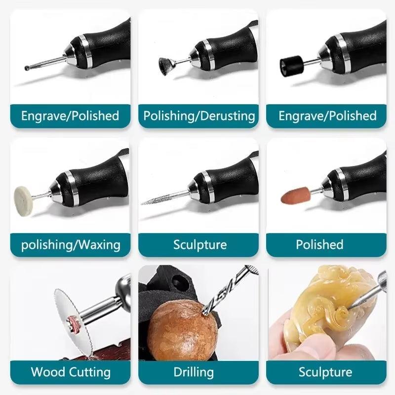USB Cordless Rotary Tool Kit – Mini Engraving Pen Drill for Wood, Metal, Glass & Jewelry DIY