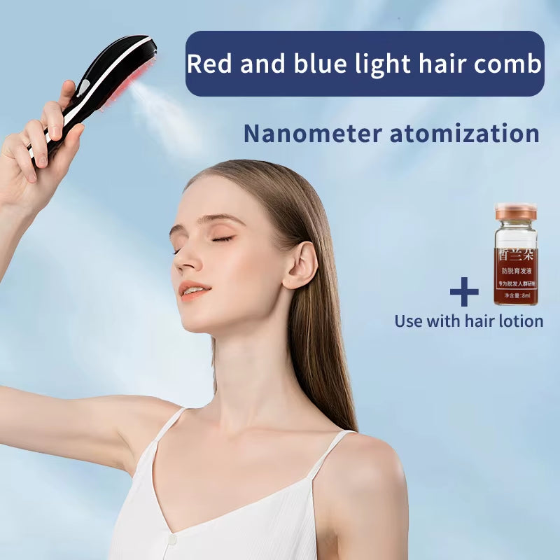 Electric Spray Massage Comb with LED Light & Nano Atomization – Hair Growth & Anti-Hair Loss Scalp Massager Brush