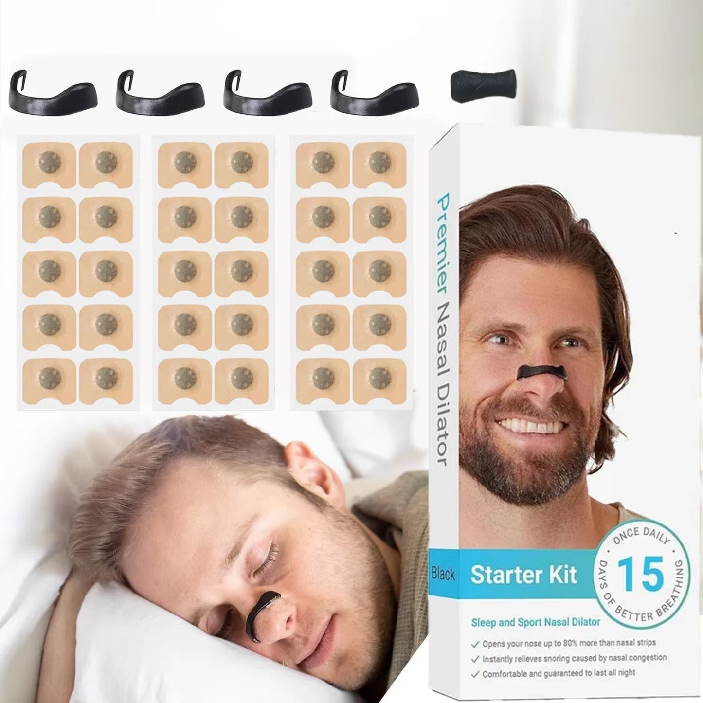 15 Pairs Magnetic Nasal Breathing Dilators Kit – Anti-Snoring, Sports Oxygen Booster & Allergy Relief Nose Clips