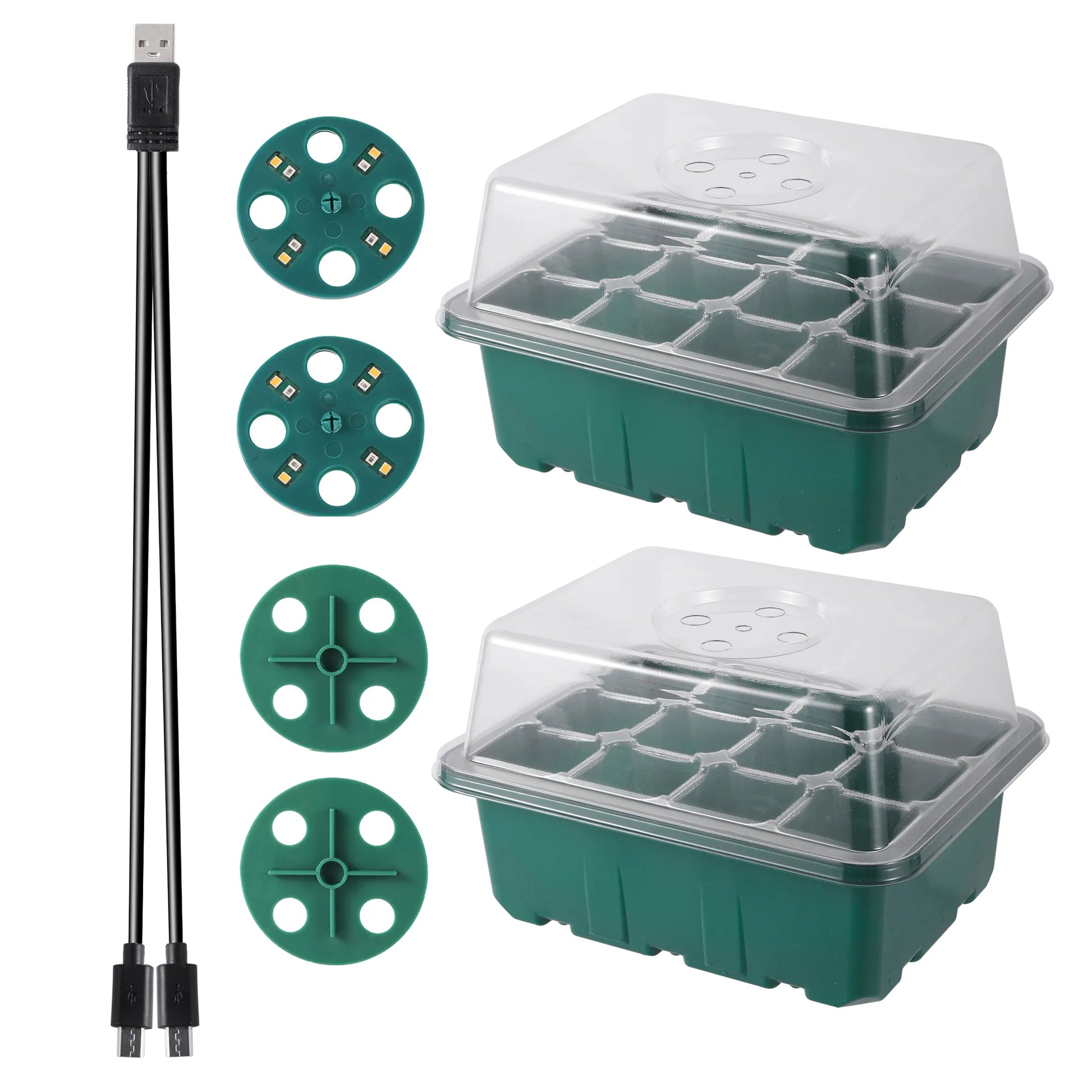 Seed Starter Tray with LED Grow Light – Indoor Germination Kit with Adjustable Ventilation & Humidity Dome (6/12 Cell)
