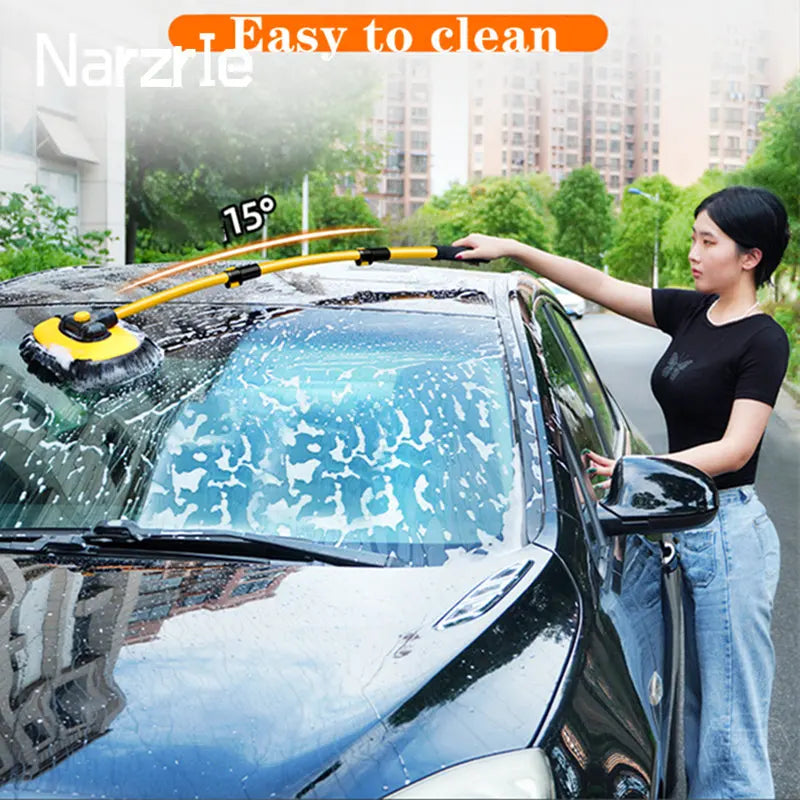 Telescopic Car Wash Mop with Long Handle | Flexible Chenille Cleaning Brush for Cars, Windows & Home