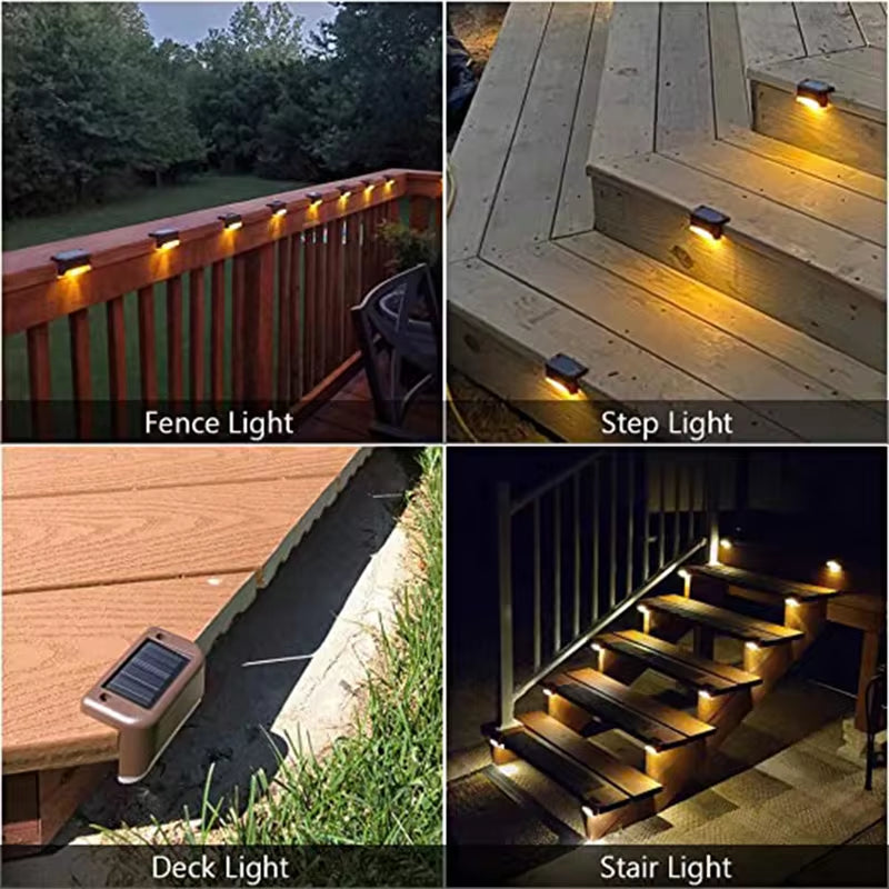 Warm White LED Solar Step Lights – Waterproof Outdoor Deck, Path, Stair & Fence Lighting