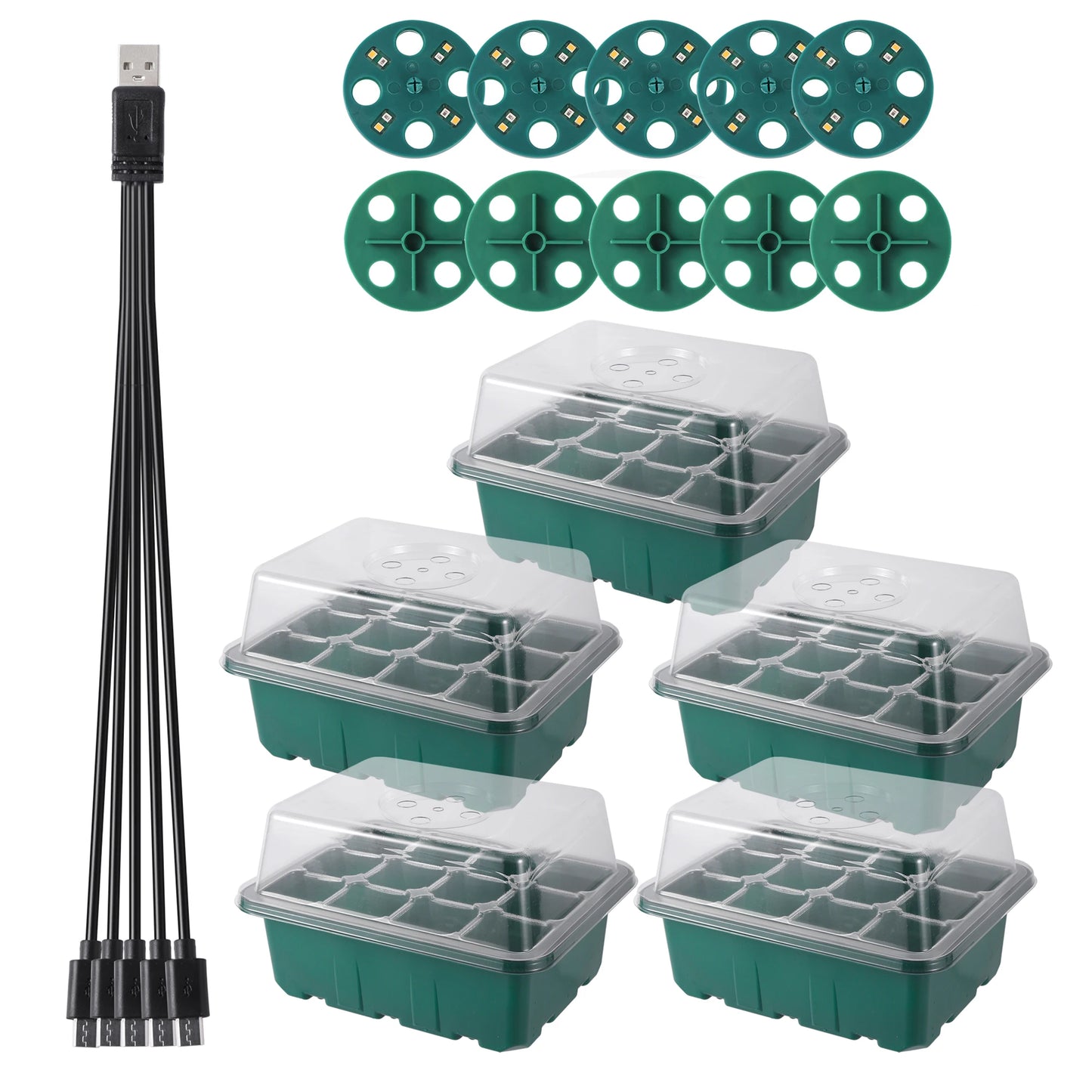Seed Starter Tray with LED Grow Light – Indoor Germination Kit with Adjustable Ventilation & Humidity Dome (6/12 Cell)
