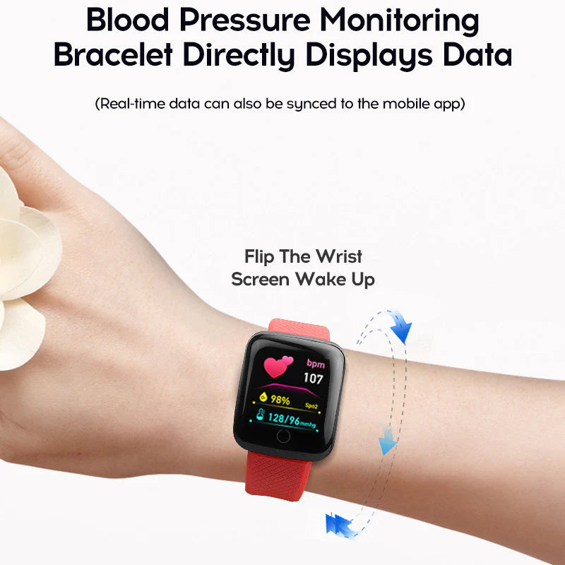 Smart Fitness Tracker Watch for Men & Women – Heart Rate, Sleep, Message Alerts, Waterproof, Bluetooth, USB Charge