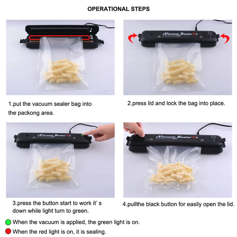 Automatic Vacuum Sealer Machine with Seal Bags – Food Preservation Saver for Dry & Wet Foods