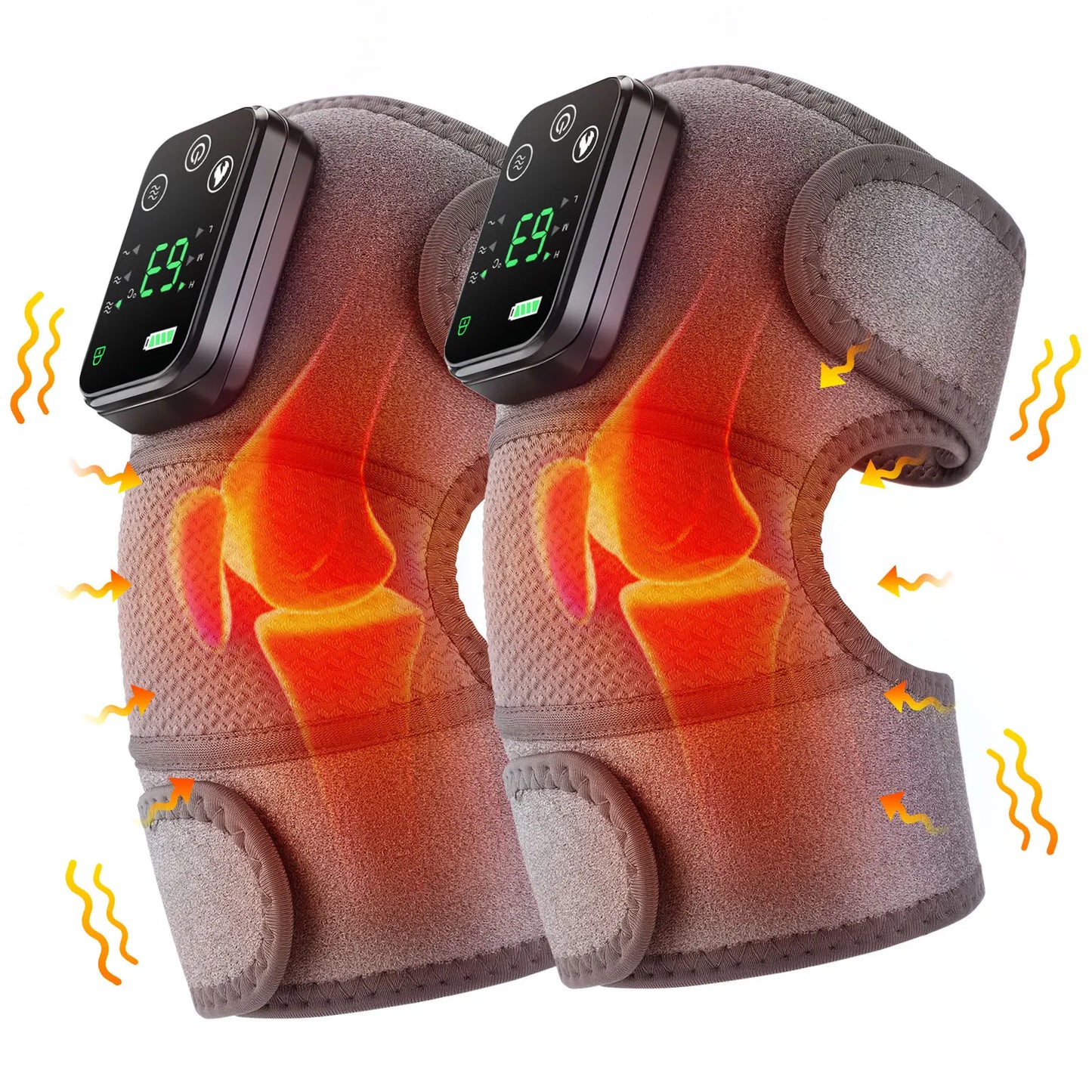 3-in-1 Electric Heated Knee Massager with Vibration | Wireless 4000mAh Rechargeable Physiotherapy Pad for Knee, Shoulder & Elbow Pain Relief
