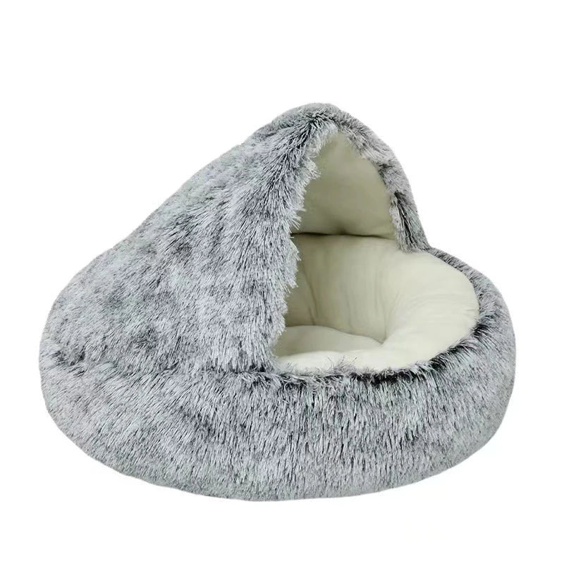 Cat Cave Bed with Cover – Plush Round Pet Nest Mattress for Cats, Kittens & Small Dogs
