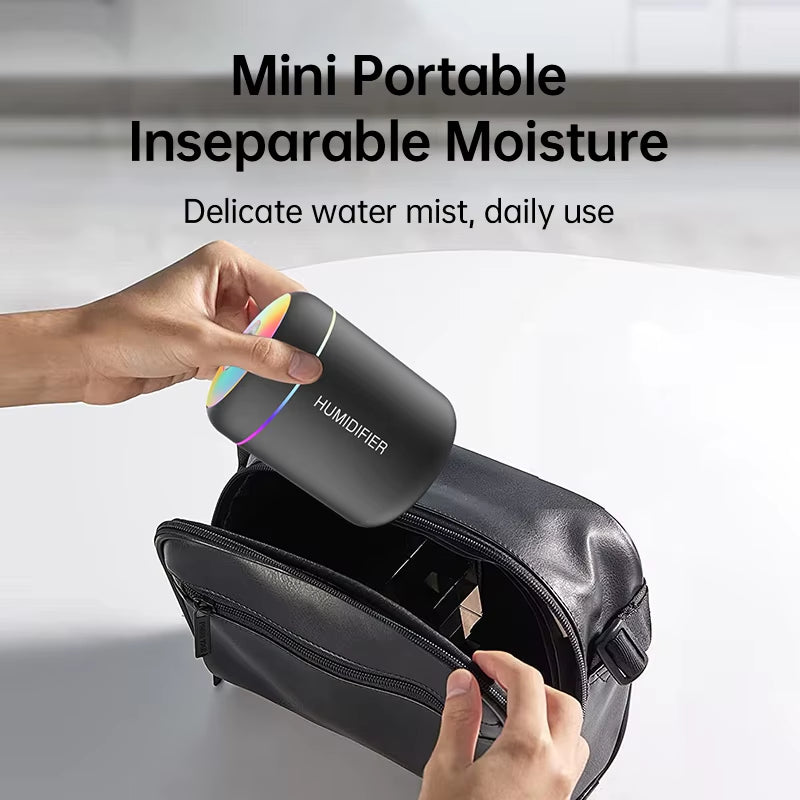 Mini USB Air Humidifier & Essential Oil Diffuser with LED Lights – 180ml Portable Aromatherapy Mist Maker for Home, Car & Bedroom