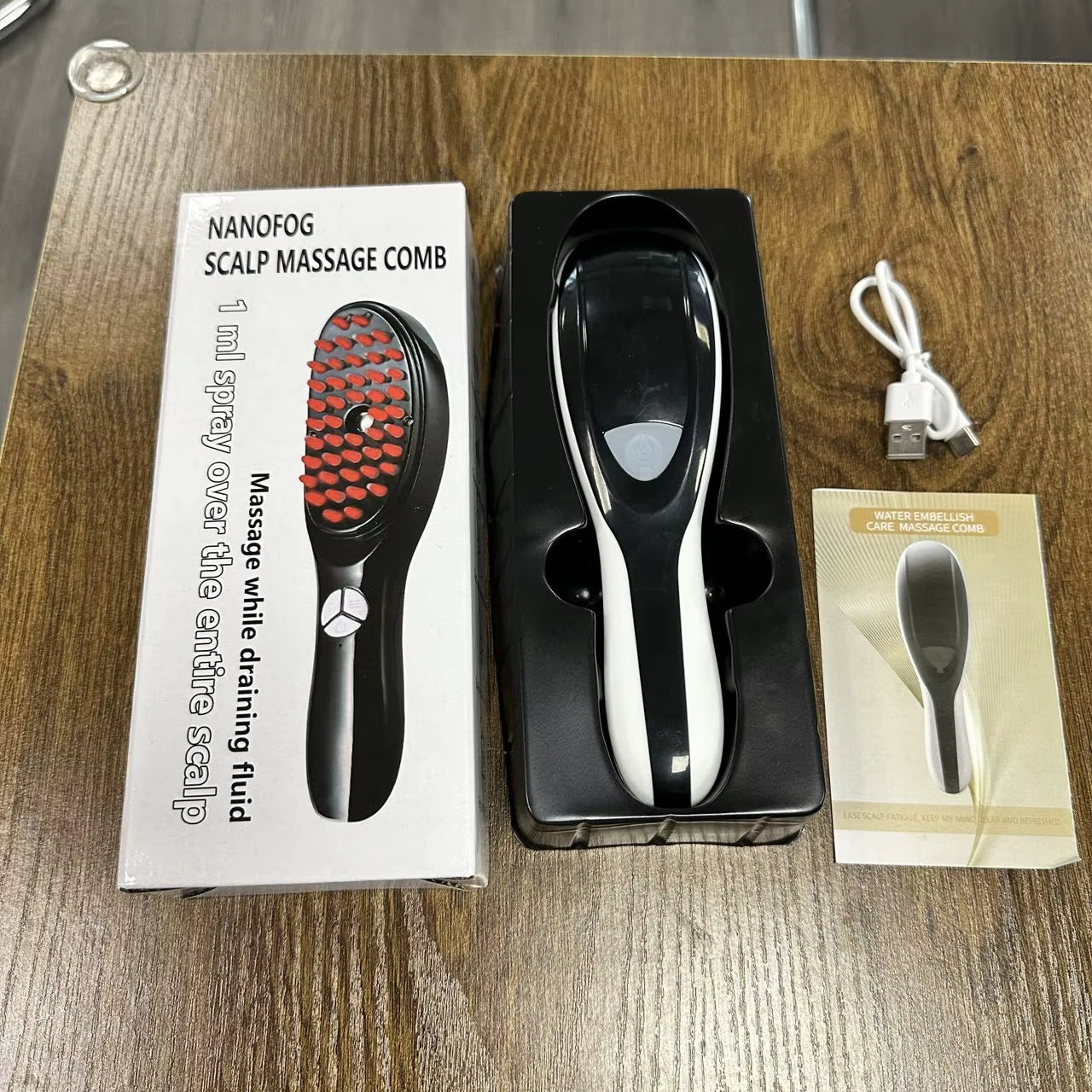 Electric Spray Massage Comb with LED Light & Nano Atomization – Hair Growth & Anti-Hair Loss Scalp Massager Brush