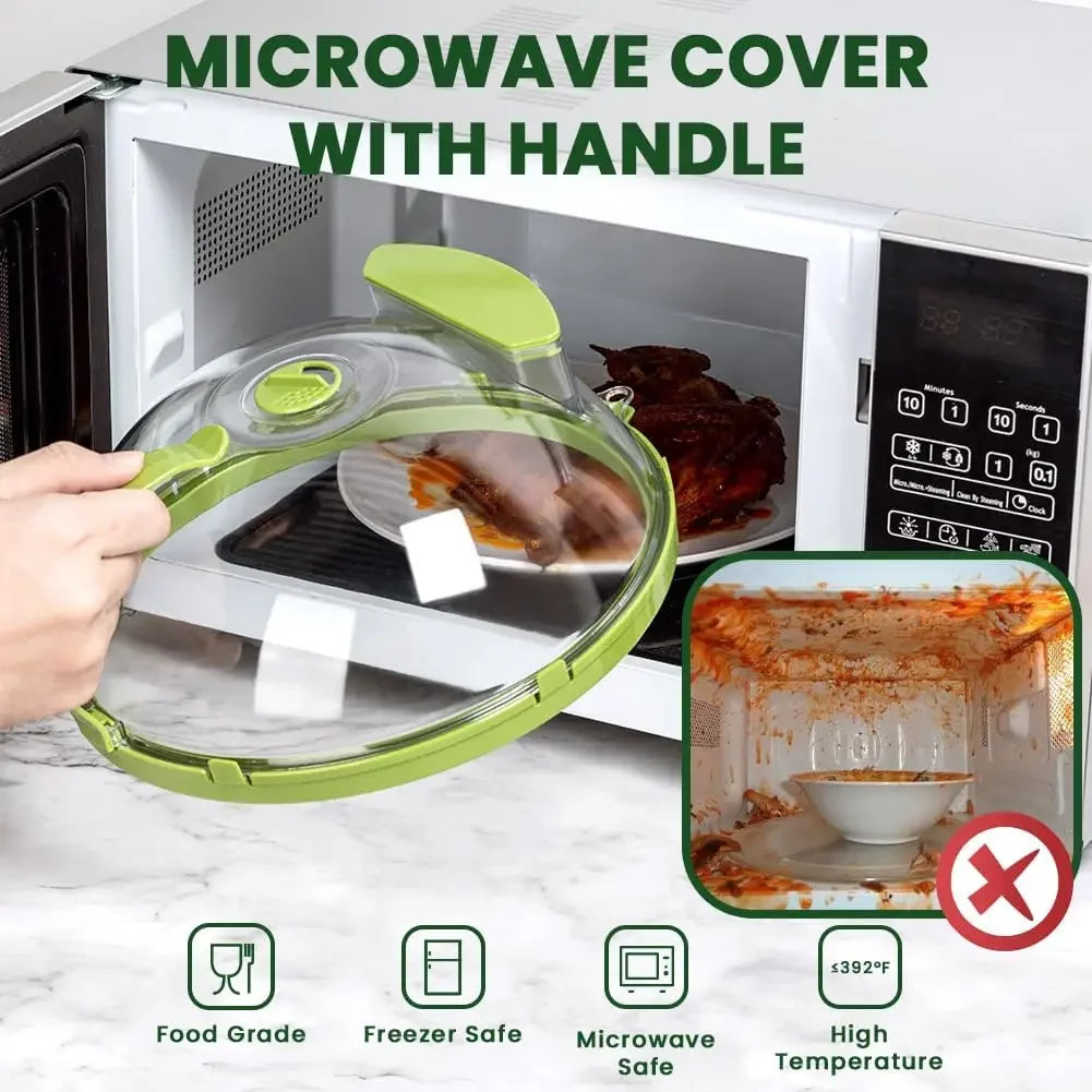 Clear Microwave Cover for Food – 10 Inch Splatter Guard with Handle & Steam Vent | BPA-Free Kitchen Gadget