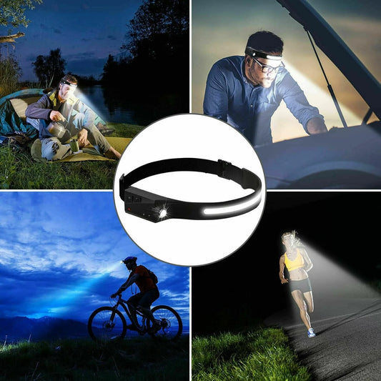 COB LED Rechargeable Headlamp – 350LM Waterproof Work Light with Motion Sensor & USB-C Fast Charging