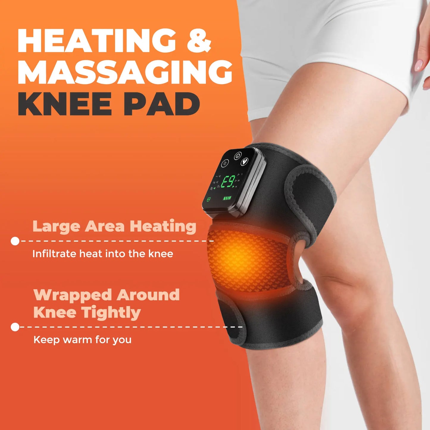 3-in-1 Electric Heated Knee Massager with Vibration | Wireless 4000mAh Rechargeable Physiotherapy Pad for Knee, Shoulder & Elbow Pain Relief