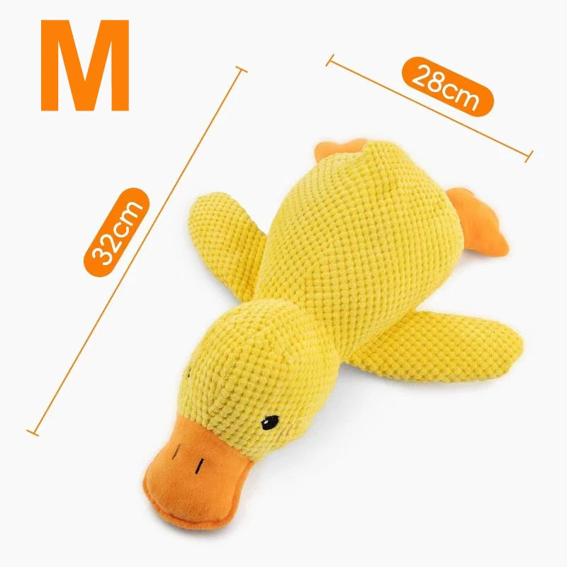 Plush Cartoon Duck Dog Toy – S/M/L Soft Chew Toy with Squeaker, Bite-Resistant & Teeth-Cleaning Pet Plush