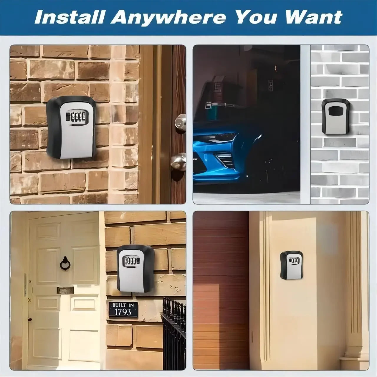 Waterproof Wall Mounted Key Lock Box – 4-Digit Combination Safe for 3–8 Keys | Secure Key Storage for Home, Office & Rentals