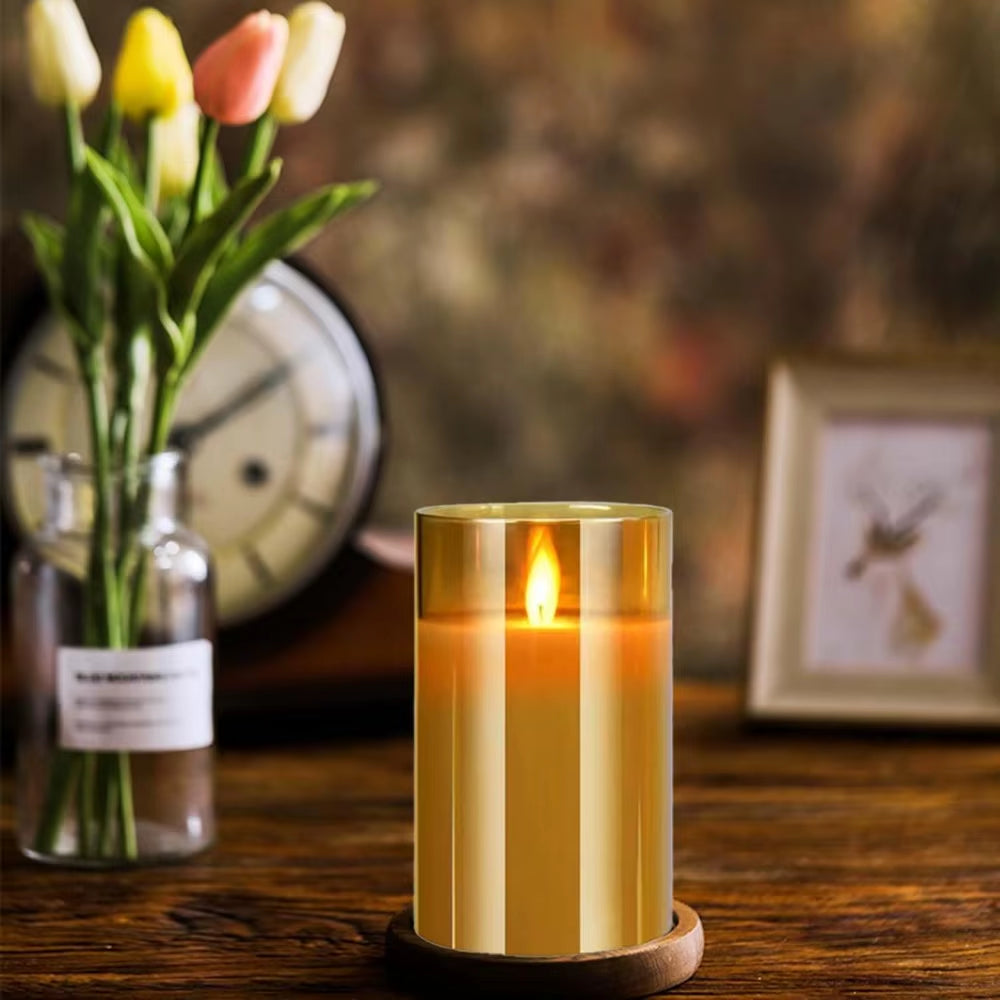 LED Flameless Candles with Remote & Timer – Acrylic Flickering Electronic Candle Set (3-Piece) for Christmas, Weddings & Home Decor