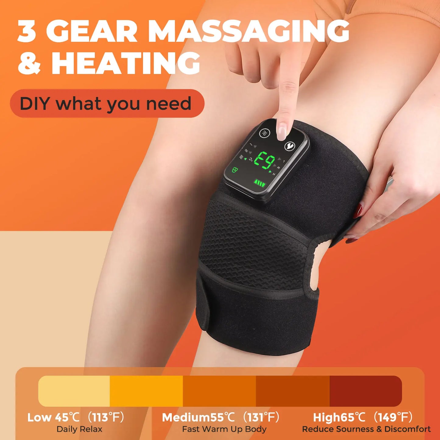 3-in-1 Electric Heated Knee Massager with Vibration | Wireless 4000mAh Rechargeable Physiotherapy Pad for Knee, Shoulder & Elbow Pain Relief