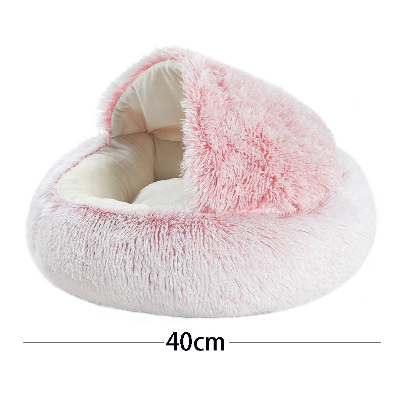 Cat Cave Bed with Cover – Plush Round Pet Nest Mattress for Cats, Kittens & Small Dogs