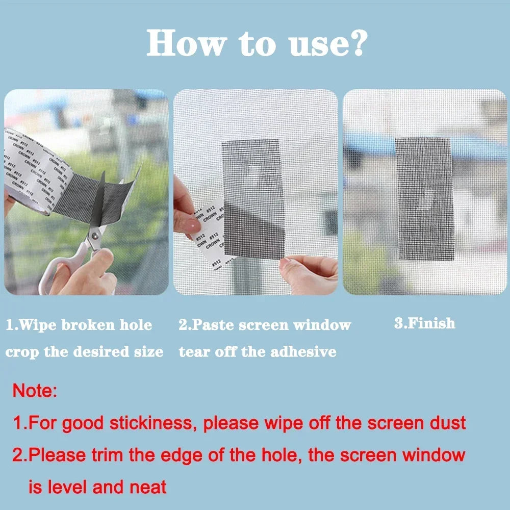 Easy-to-Apply Waterproof Window Screen Repair Tape – Self-Adhesive Mesh Patch for Quick DIY Screen Fixes (5cm x 200cm, White)