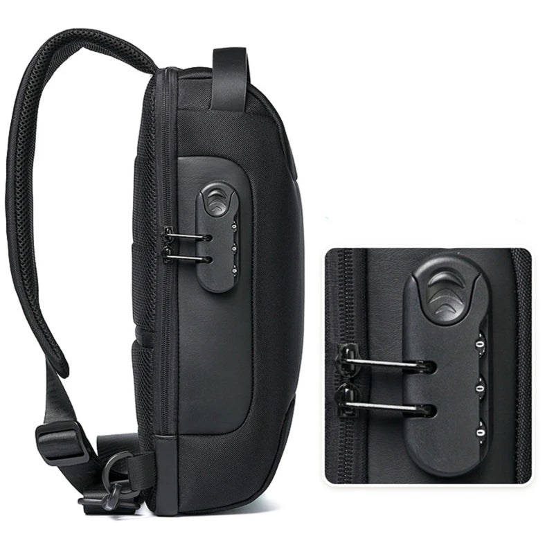 Anti-Theft Crossbody Shoulder Bag with USB Charging Port – Waterproof Oxford Travel Chest Pack for Men & Women