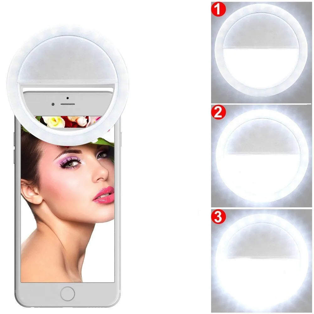 Rechargeable Selfie Ring Light – Clip-On LED Phone & Laptop Ringlight for Photography, Video Calls & Makeup