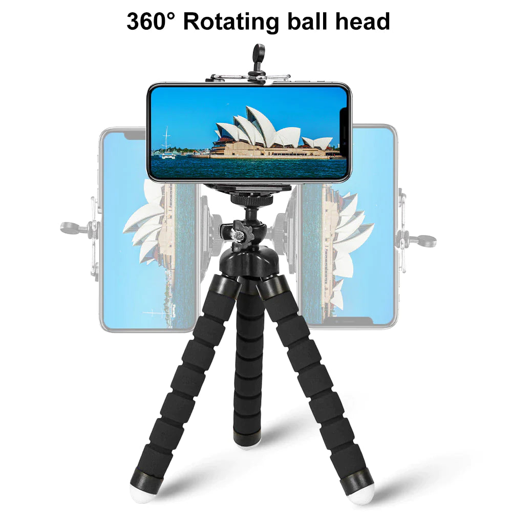Flexible Mini Tripod Stand for Phone – Lightweight Octopus Tripod with Phone Holder Clip
