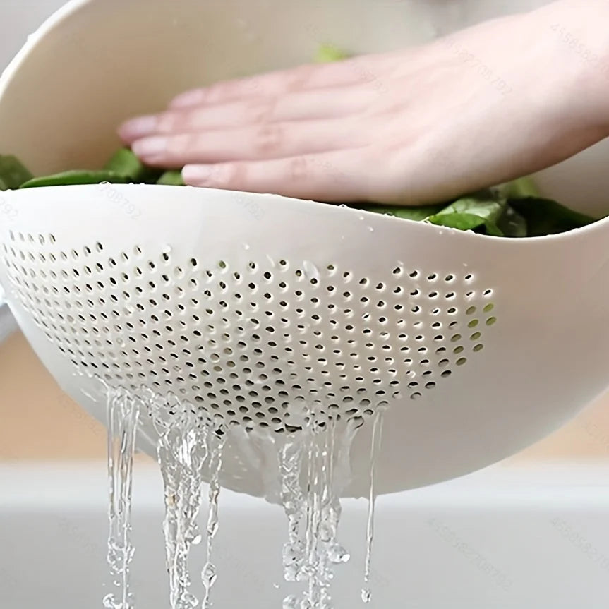 Multi-Purpose Rice Drainage Basket – Rice, Fruit & Vegetable Strainer with Easy-Grip Oval Design