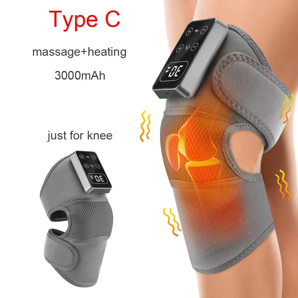 3-in-1 Electric Heated Knee Massager with Vibration | Wireless 4000mAh Rechargeable Physiotherapy Pad for Knee, Shoulder & Elbow Pain Relief