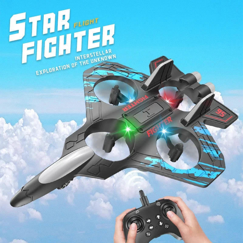 2.4G Remote Control Fighter Plane with LED Lights – Foam Glider Stunt UAV Helicopter