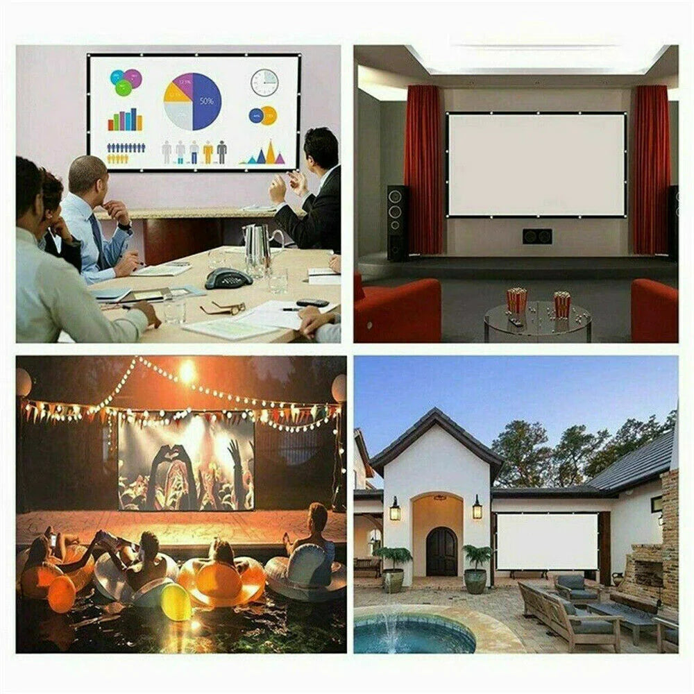 HD Foldable Projector Screen 16:9 - Portable Home & Outdoor Theater Display (60–150 inch)