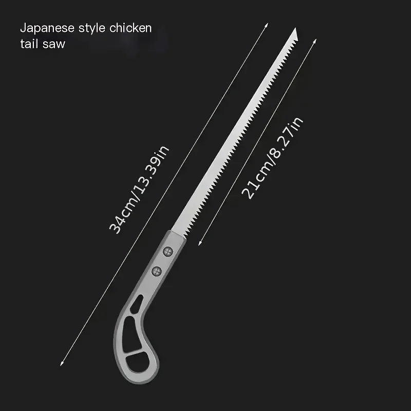 Compact Japanese-Style SK5 Steel Handsaw – 34cm Precision Garden & Woodworking Saw with Lightweight Handle