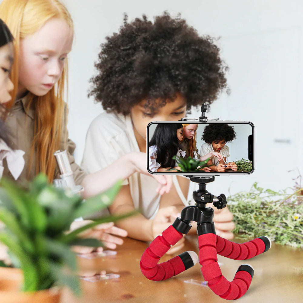Flexible Mini Tripod Stand for Phone – Lightweight Octopus Tripod with Phone Holder Clip