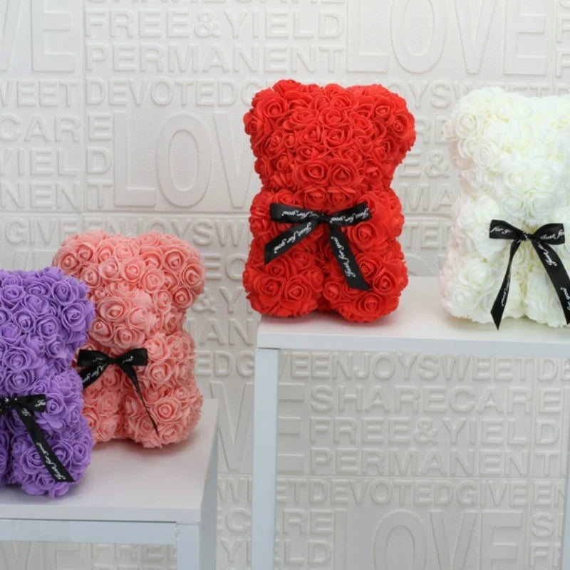 Romantic Rose Bear – 20cm Handmade Foam Flower Teddy | Valentine’s, Wedding & Anniversary Gift