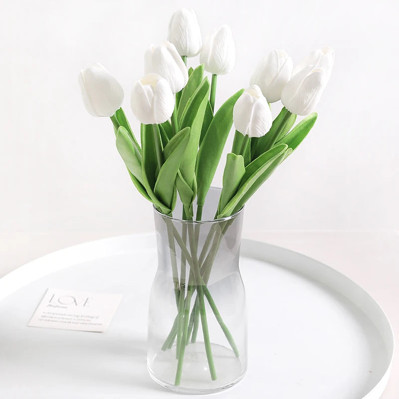 Artificial Tulip Bouquet – 5/10 Pcs Realistic Silk Flowers for Home, Wedding & Garden Décor