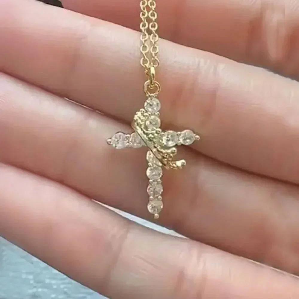Gold & Silver Plated Cross Necklace for Men & Women – Stainless Steel Chain, Waterproof, Rust-Proof, Faith Jewelry Gift