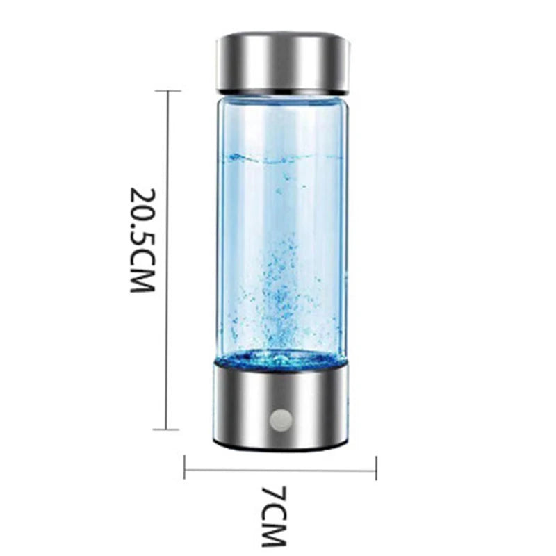 Hydrogen-Rich Water Bottle – Portable Electric Hydrogen Generator Cup with Titanium Filter, USB Rechargeable, 420ml