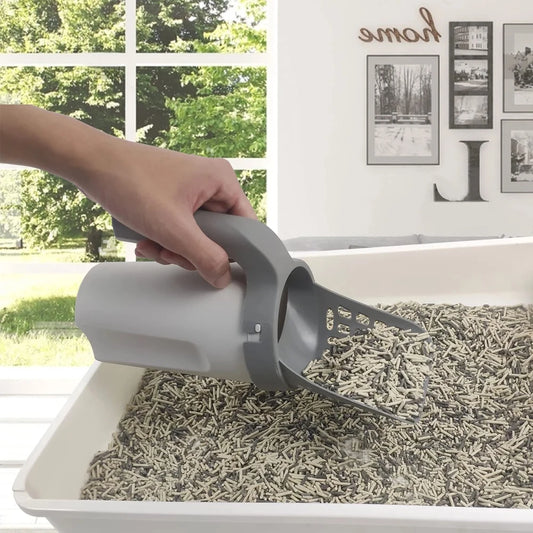 Cat Litter Scoop with Built-in Trash Can – Durable ABS Self-Cleaning Shovel for Easy Waste Disposal
