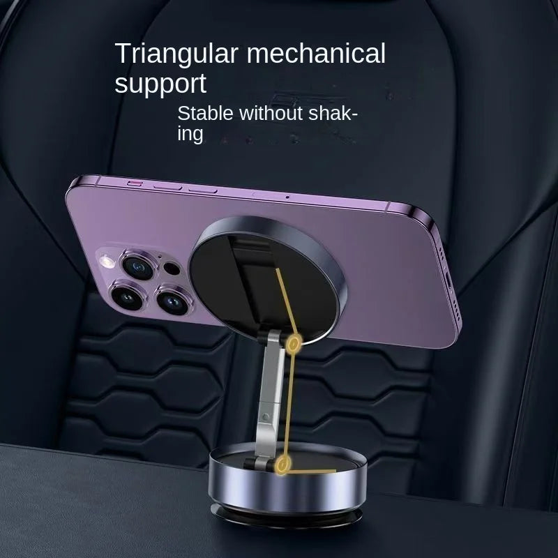 Foldable Magnetic Vacuum Car Phone Holder – Strong Suction Mount for Dashboard, Mirror, or Gym Use | Universal Compatibility