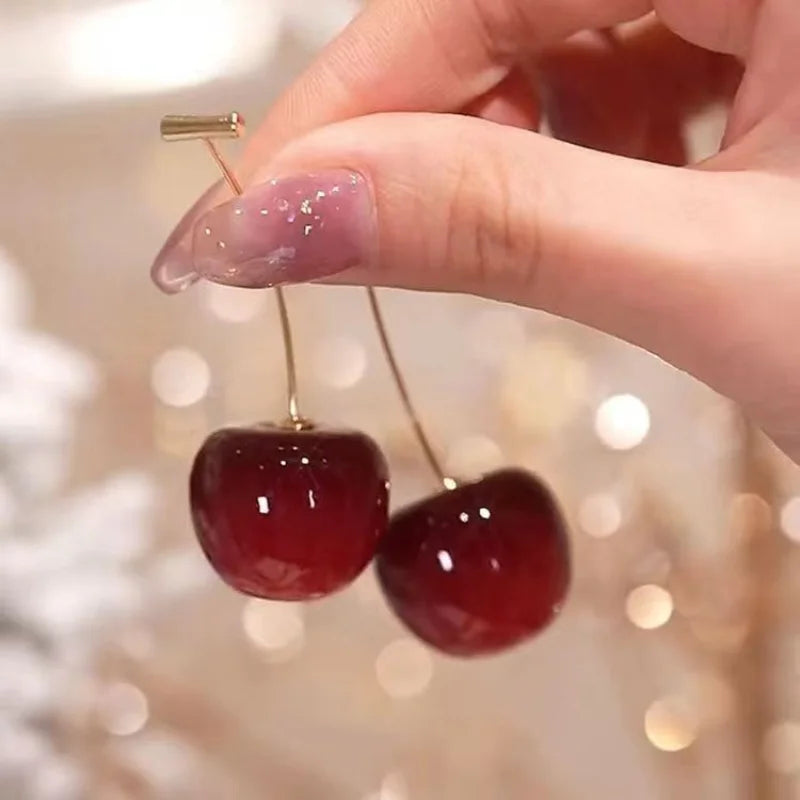 Sweet Red Cherry Earrings – Cute Fruit Pendant Jewelry for Women & Teens