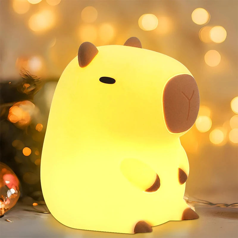 Cute Capybara Silicone Night Light – USB Rechargeable Touch Bedside Lamp for Kids, Babies & Nursery