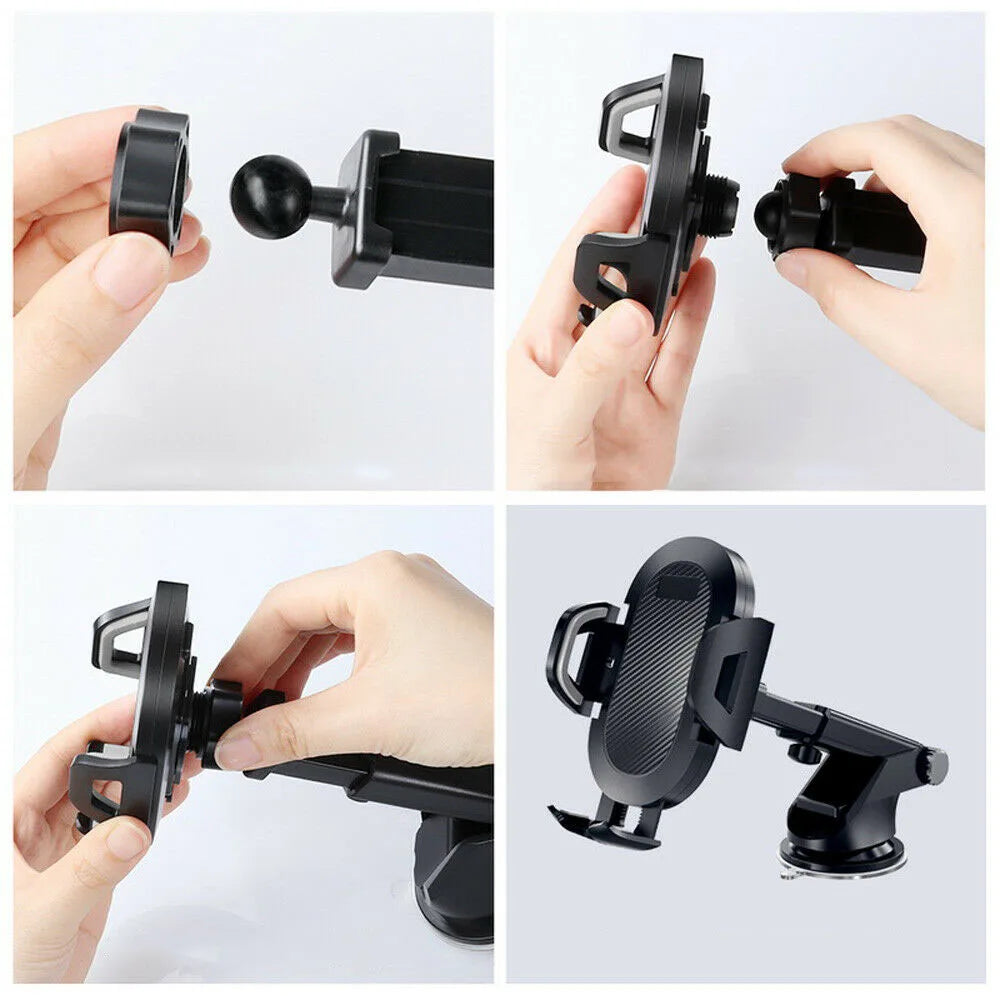 Universal Car 360° Rotate Phone Holder Mount with Retractable Arm & Strong Suction Cup for 4.7–6.8" Smartphones