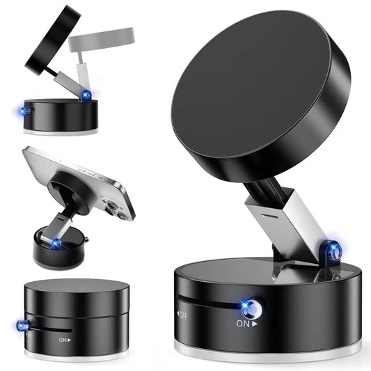 Foldable Magnetic Vacuum Car Phone Holder – Strong Suction Mount for Dashboard, Mirror, or Gym Use | Universal Compatibility
